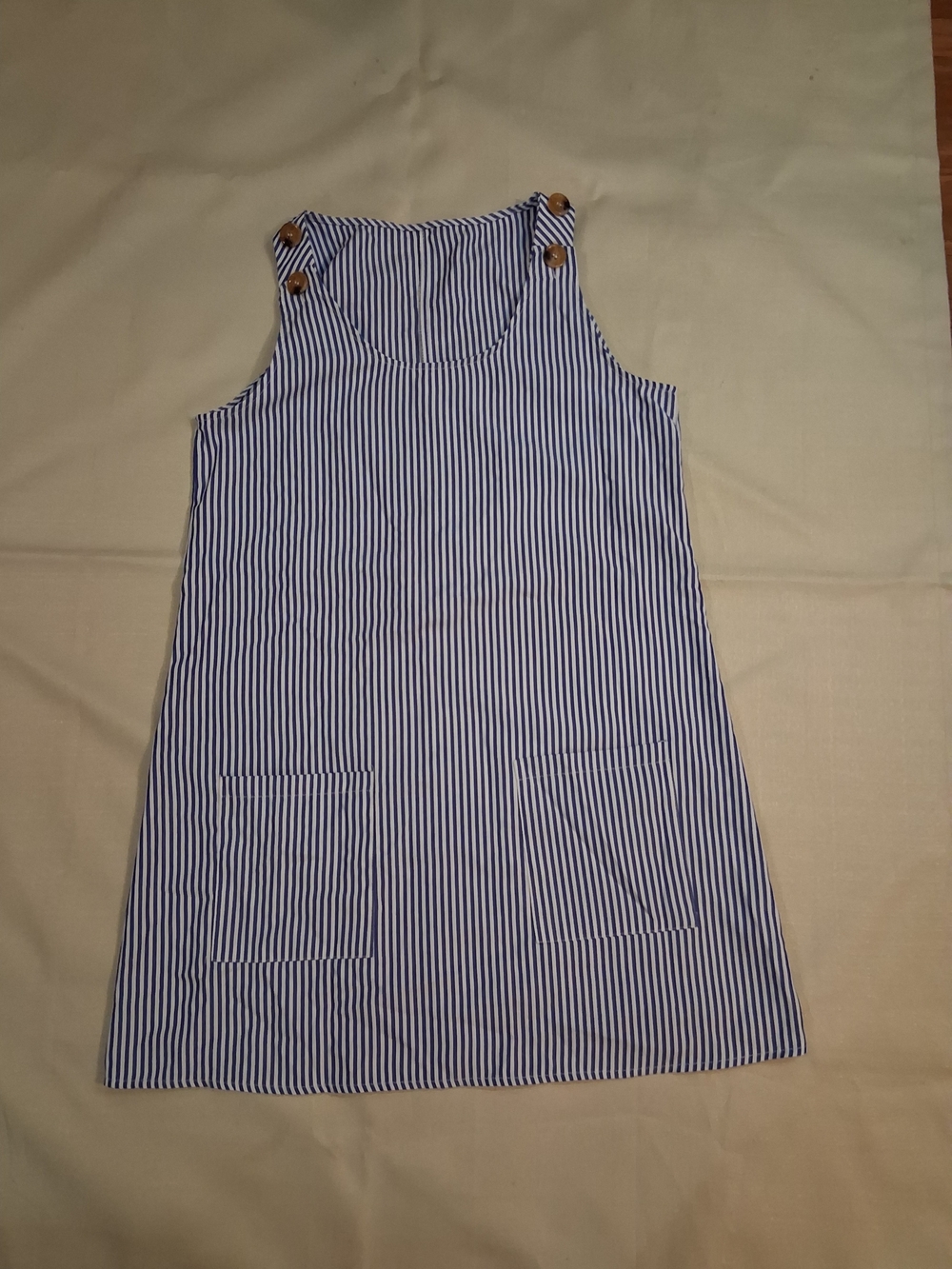 Blue and White Striped  Pinafore Dress